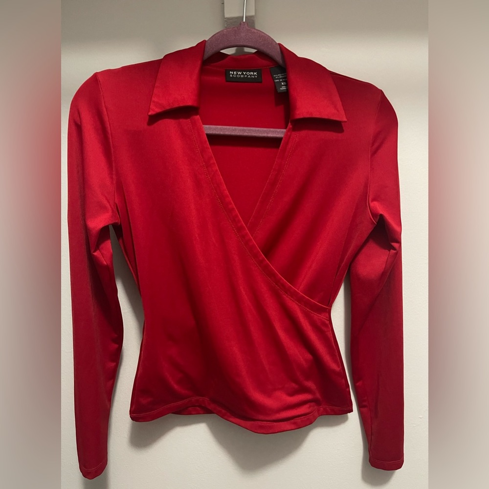 New York and Company crossbody red blouse